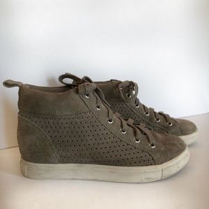 Steve Madden Latte Grey Lace Up Sneaker Wedges